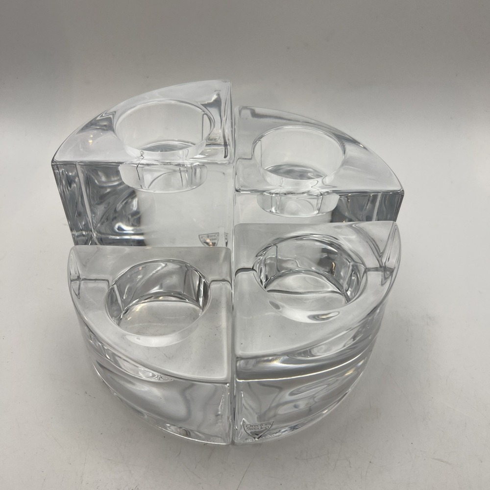 Orrefors Sweden Quartet Crystal Votive Candle Holders 4X by Helene Krantz Vtg